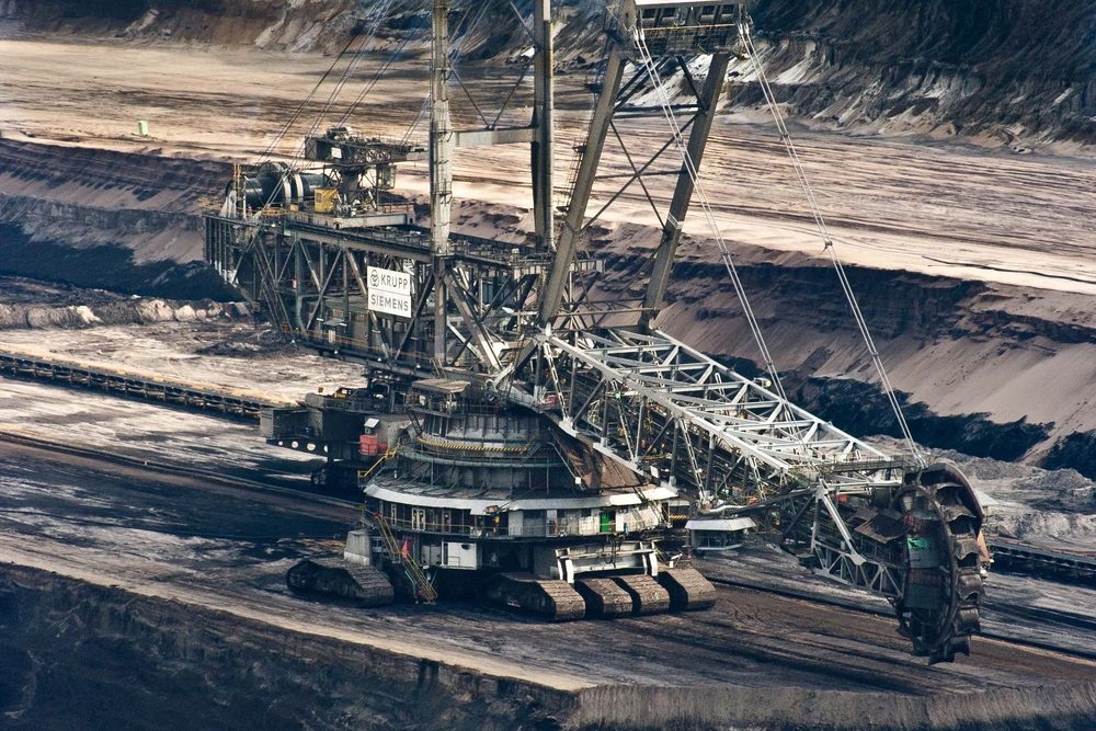 Bucket-wheel excavator in an opencast mine