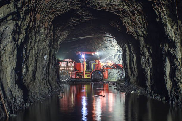 Underground drilling rig at a coal face