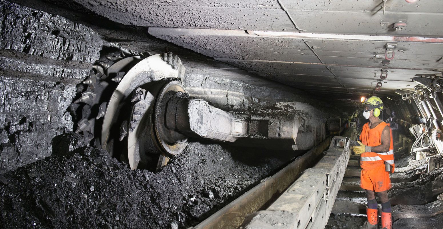 Underground coal mining — shearer at the coal face